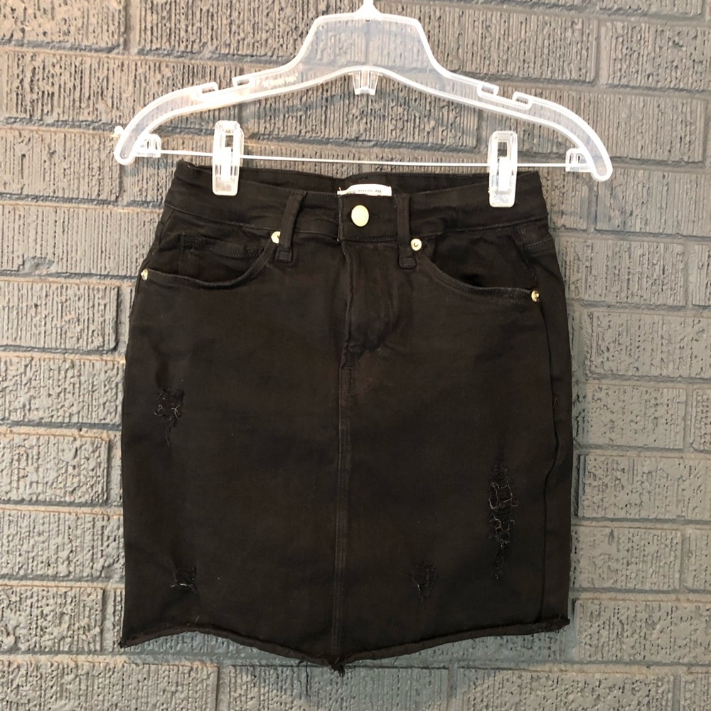 Good American Black Distressed Skirt (Worn 1x!)